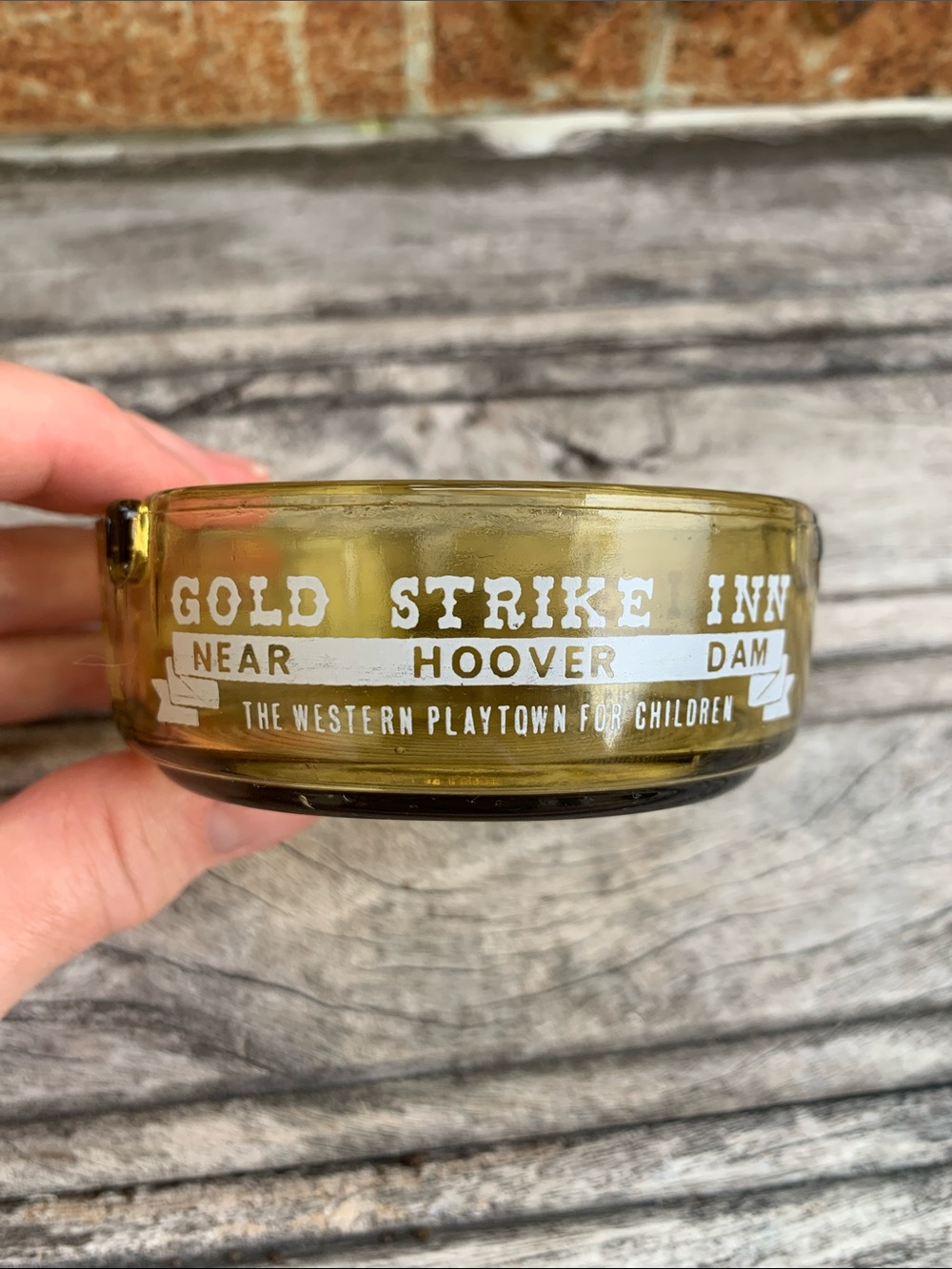 Vintage Gold Strike Inn Amber Ashtray from 60’s / 70’s